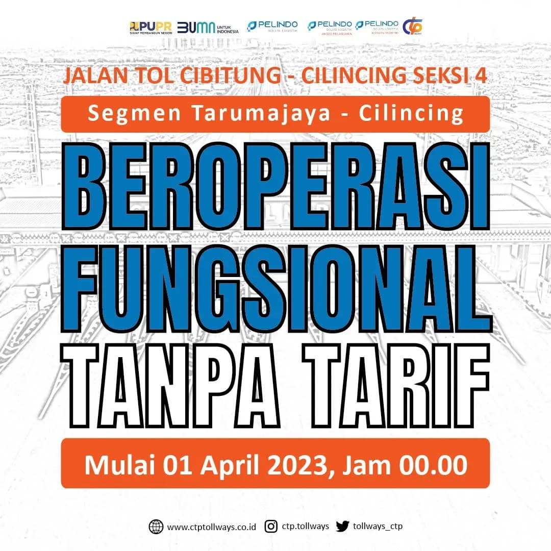 Jalan Tol Cibitung-Cilincing Beroperasi Fungsional Mulai 1 April 2023